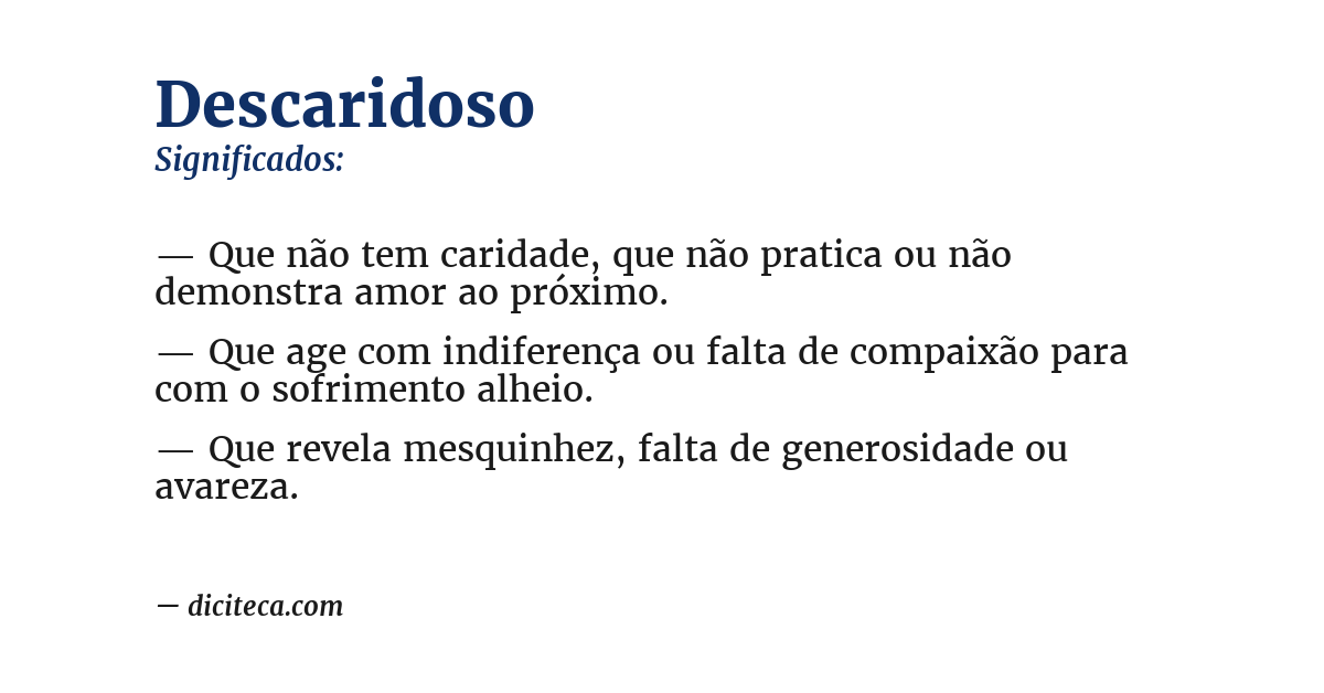 Significado de descaridoso