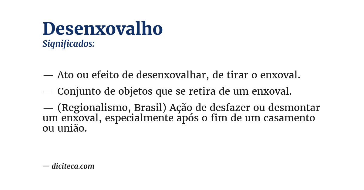 Significado de desenxovalho