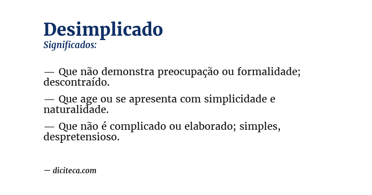 Significado de desimplicado