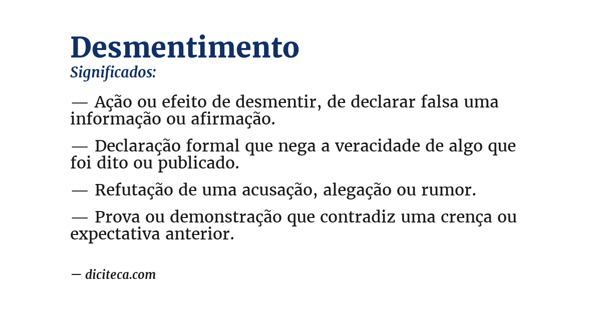 Significado de desmentimento