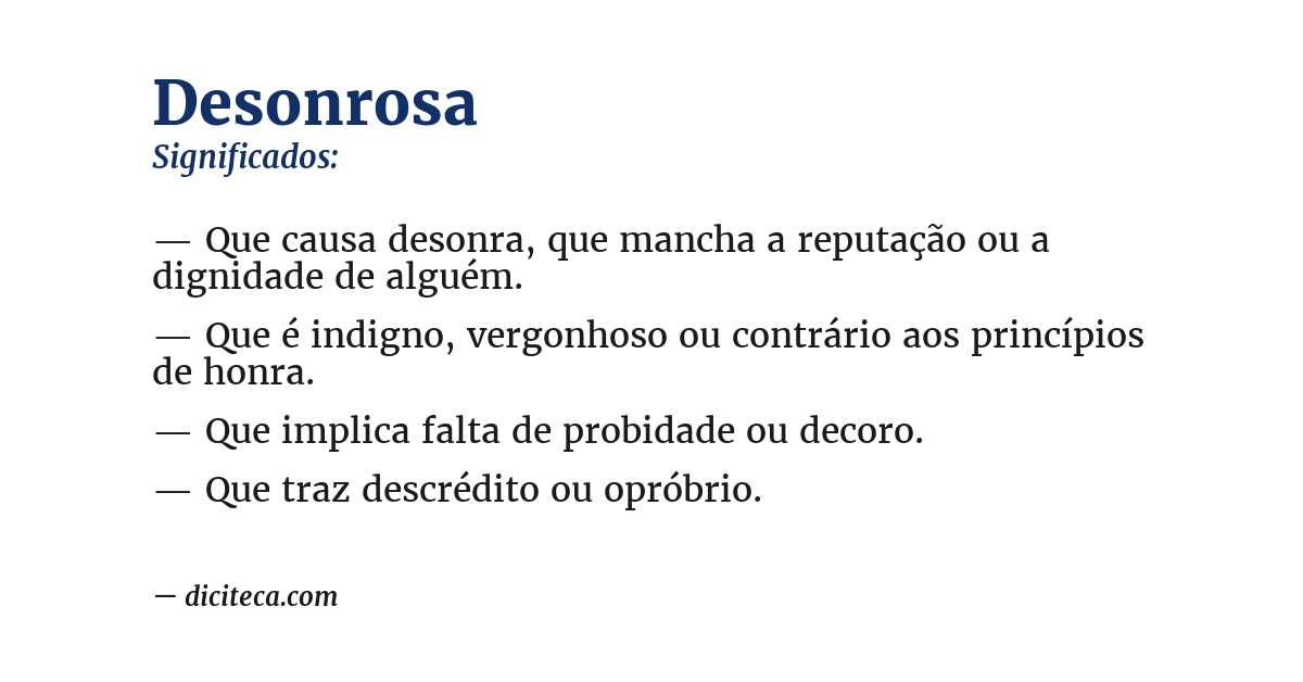 Significado de desonrosa