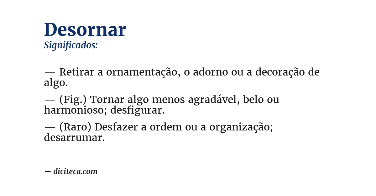 Significado de desornar