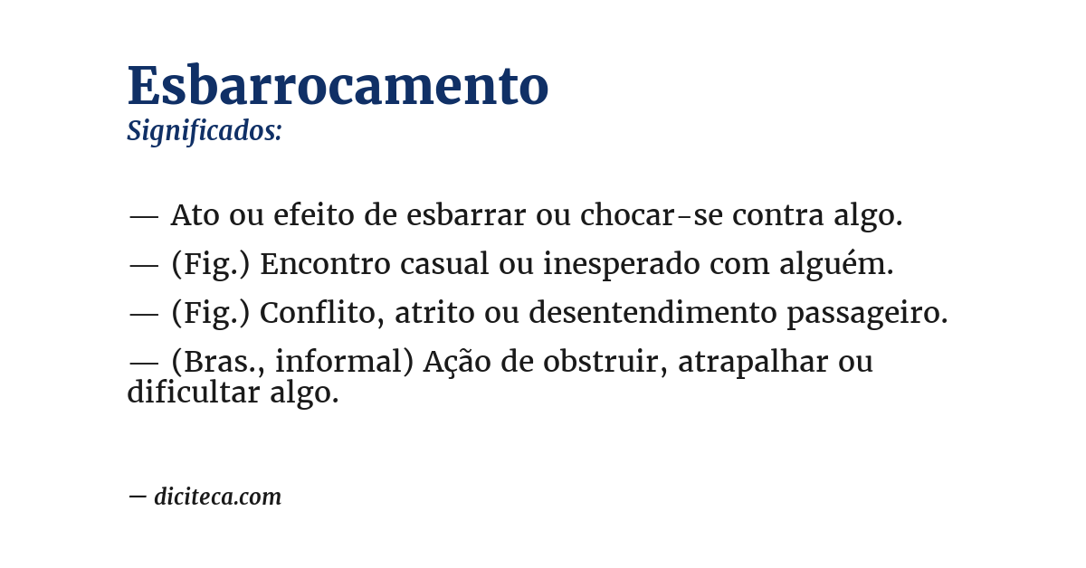 Significado de esbarrocamento