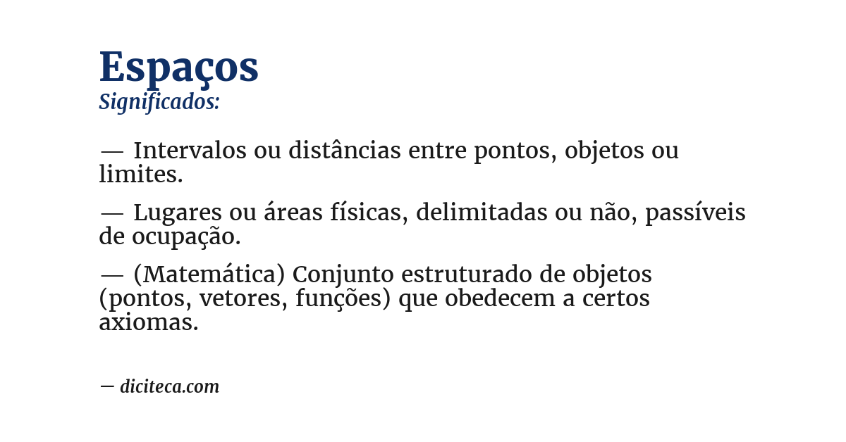 Significado de espaços