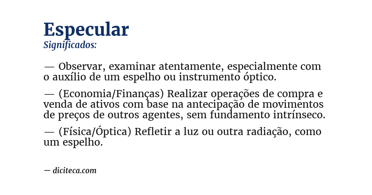 Significado de especular