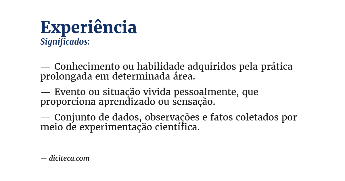 Significado de experiência