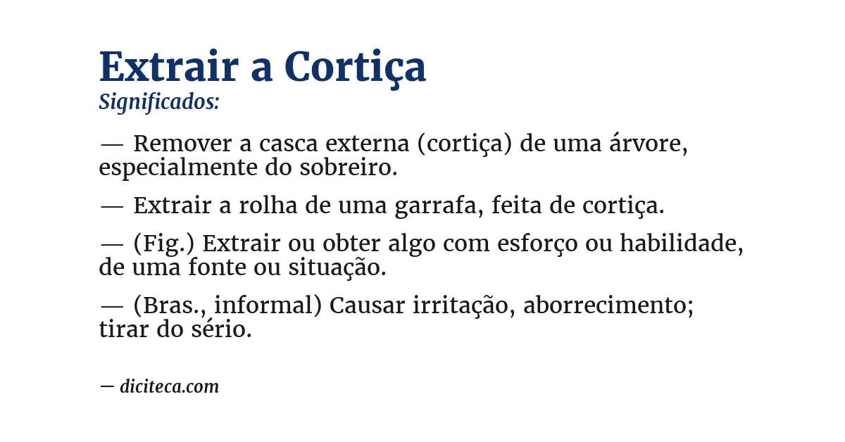 Significado de extrair a cortiça