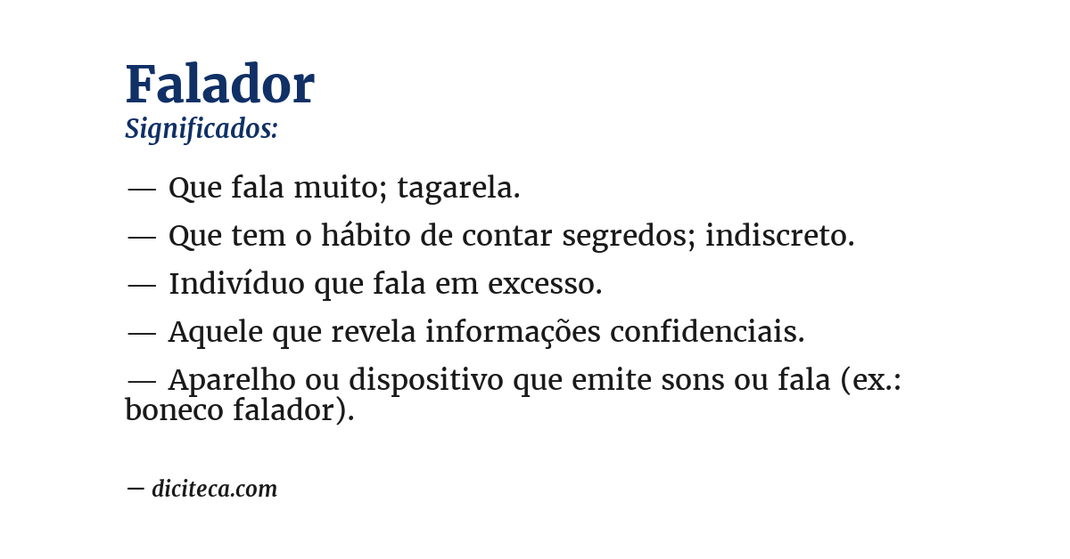 Significado de falador