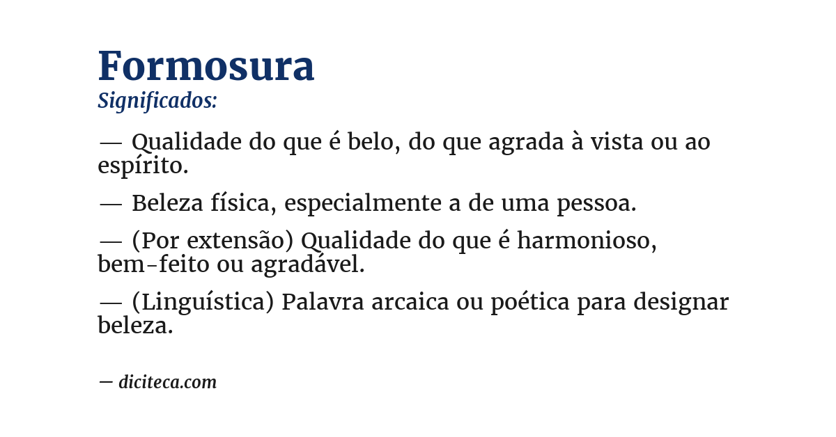 Significado de formosura