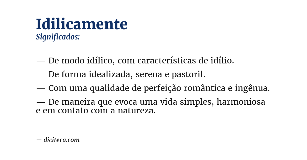 Significado de idilicamente