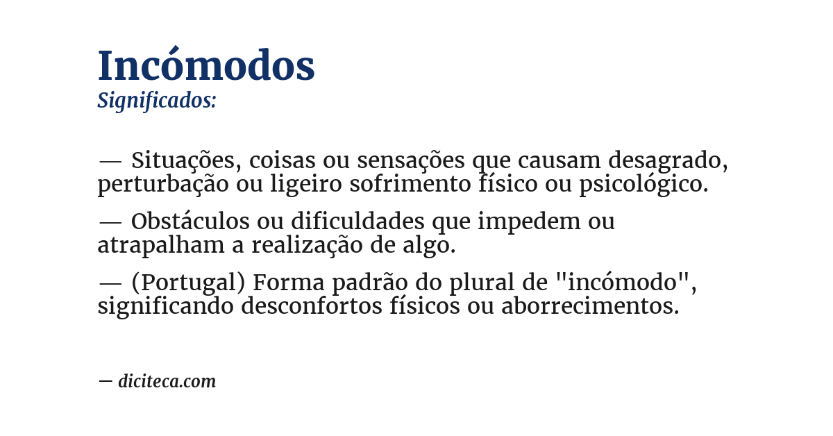 Significado de incómodos