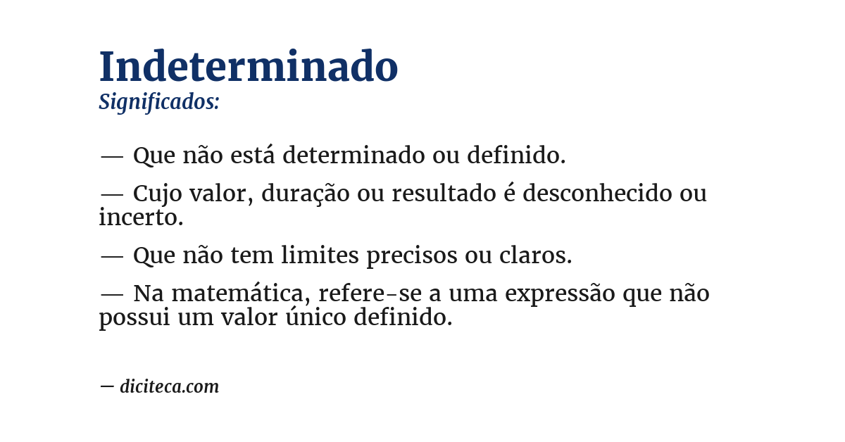 Significado de indeterminado