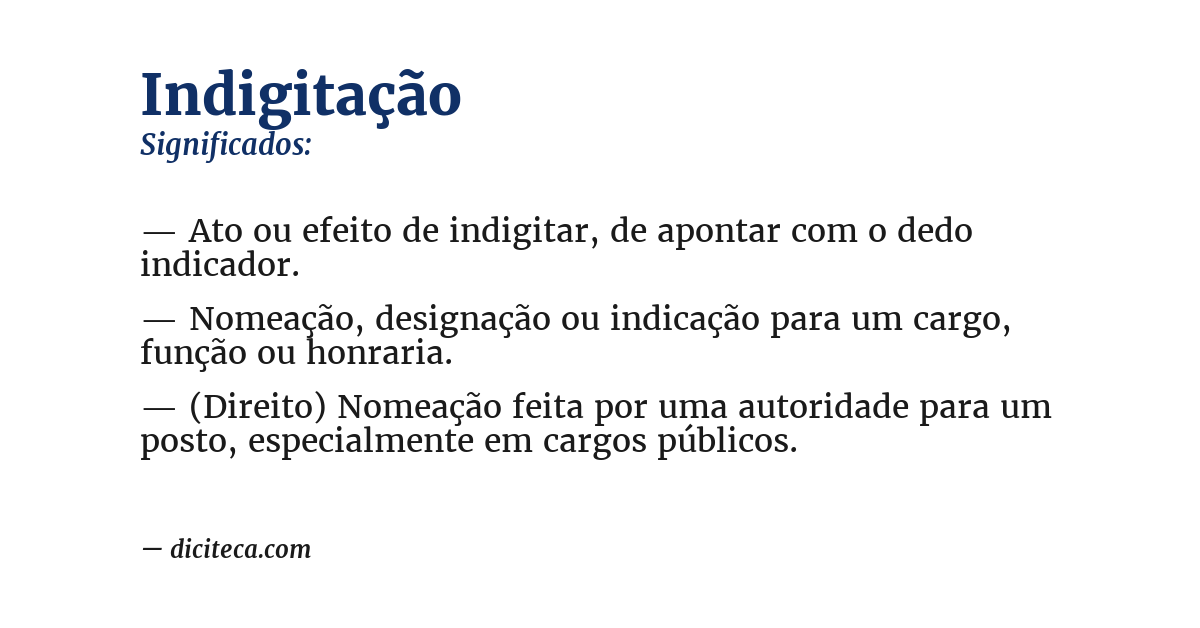 Significado de indigitação