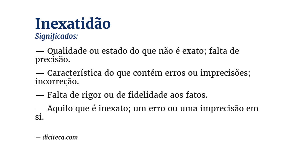 Significado de inexatidão