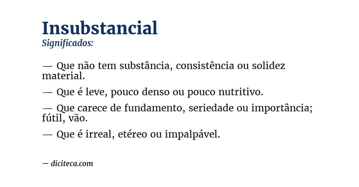 Significado de insubstancial