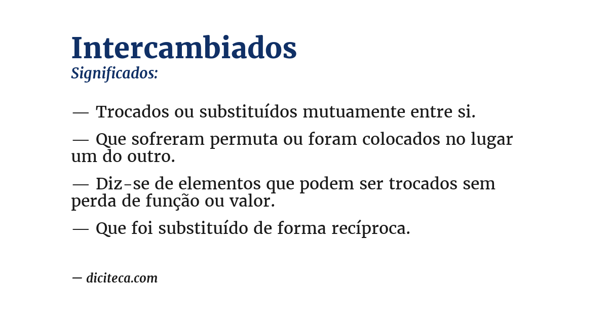Significado de intercambiados
