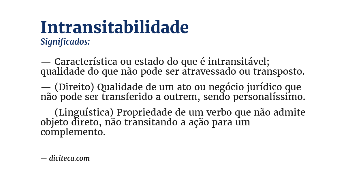 Significado de intransitabilidade