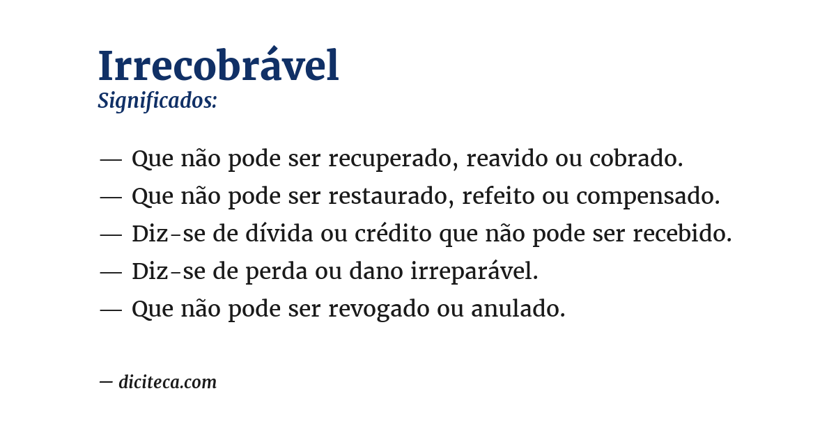 Significado de irrecobrável