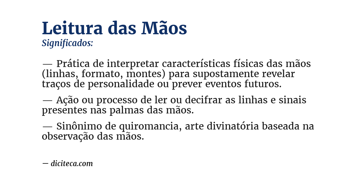 Significado de leitura das mãos