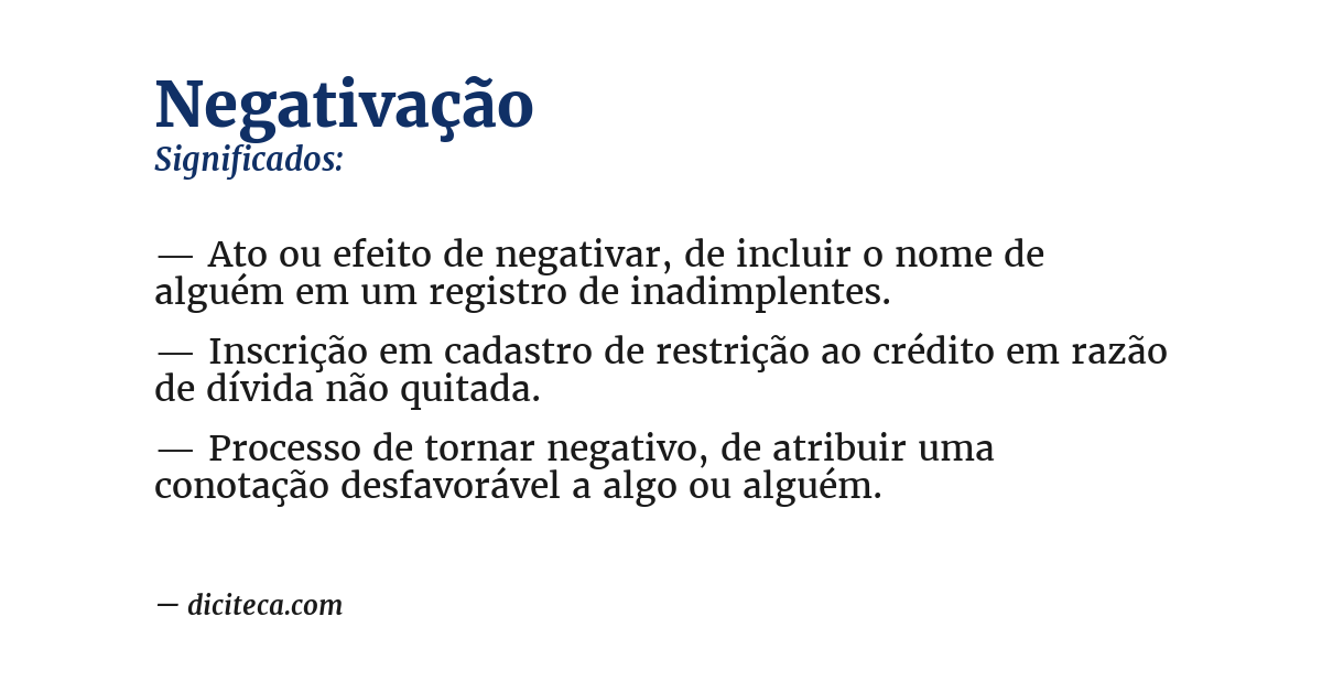 Significado de negativação