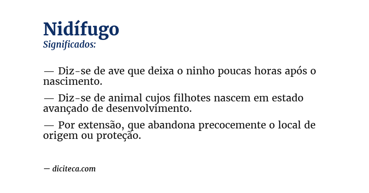 Significado de nidífugo