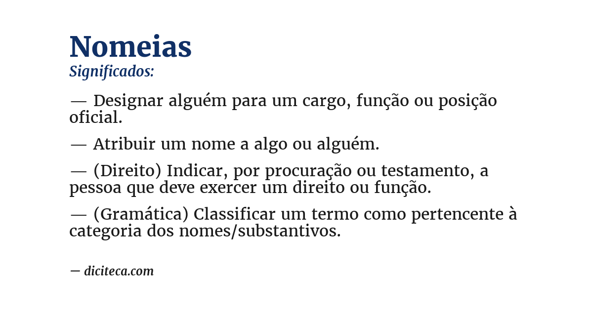 Significado de nomeias