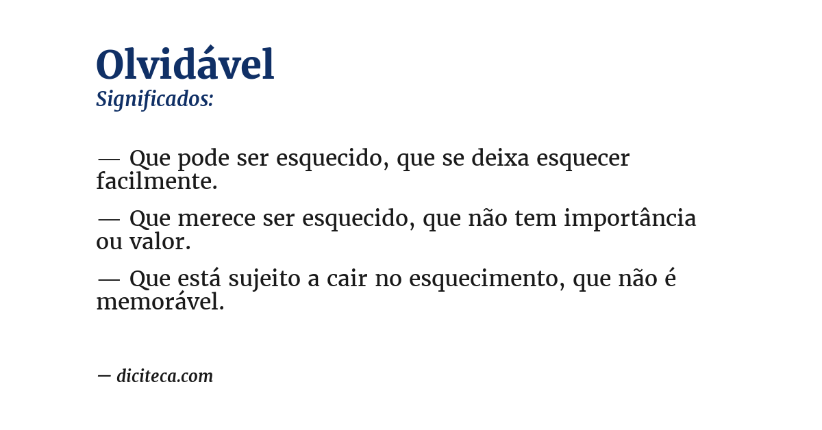 Significado de olvidável
