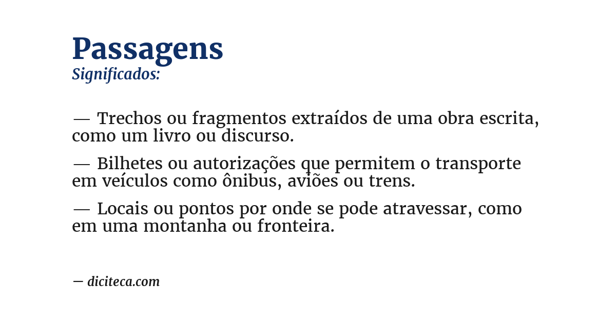 Significado de passagens