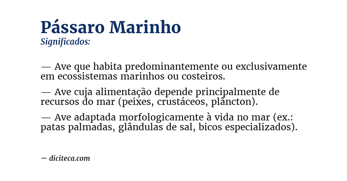 Significado de pássaro marinho