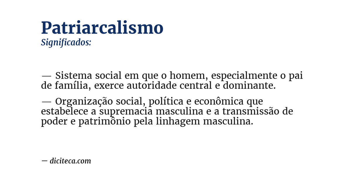 Significado de patriarcalismo