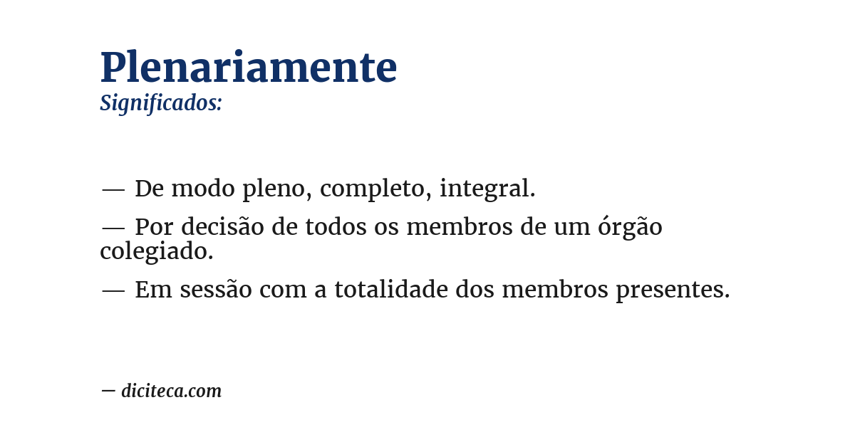 Significado de plenariamente