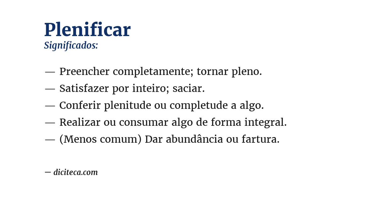 Significado de plenificar