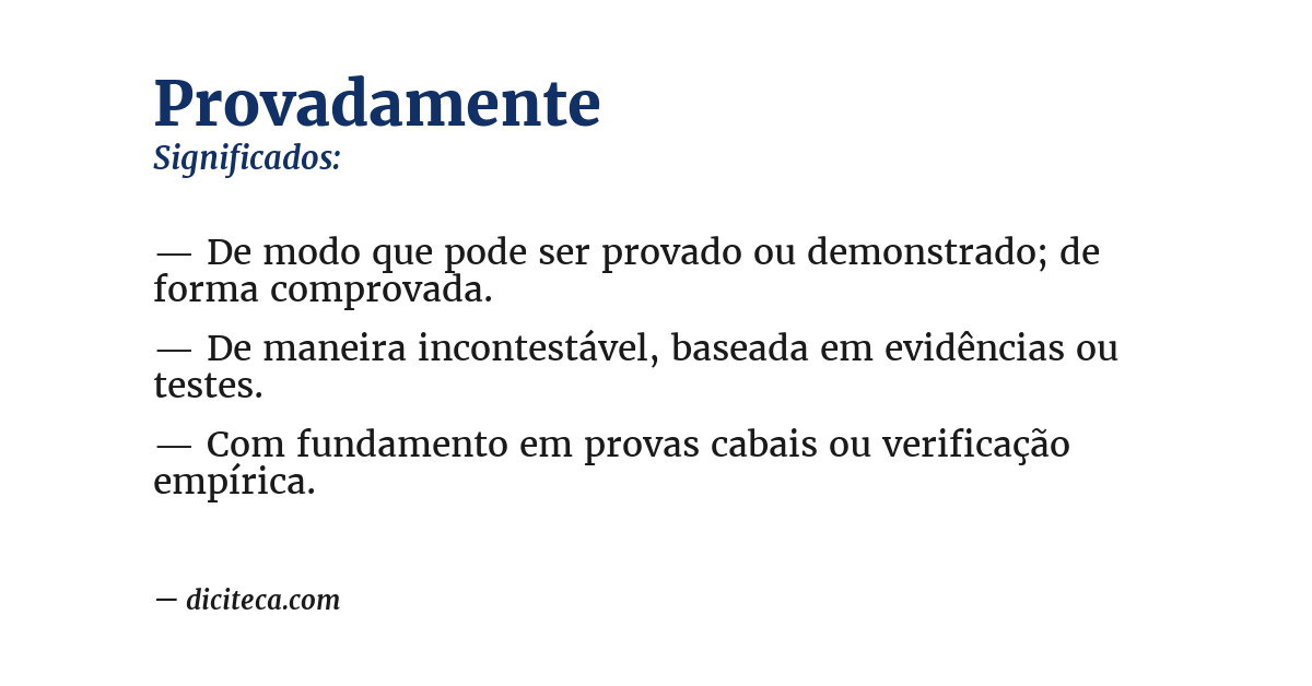 Significado de provadamente
