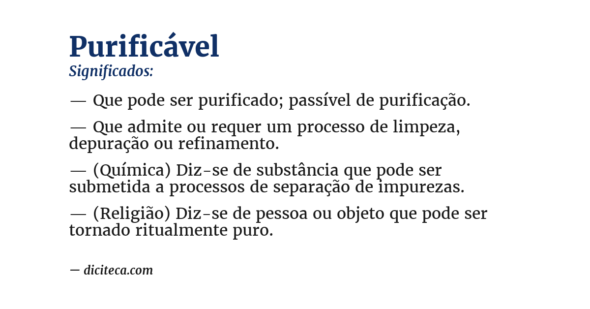 Significado de purificável