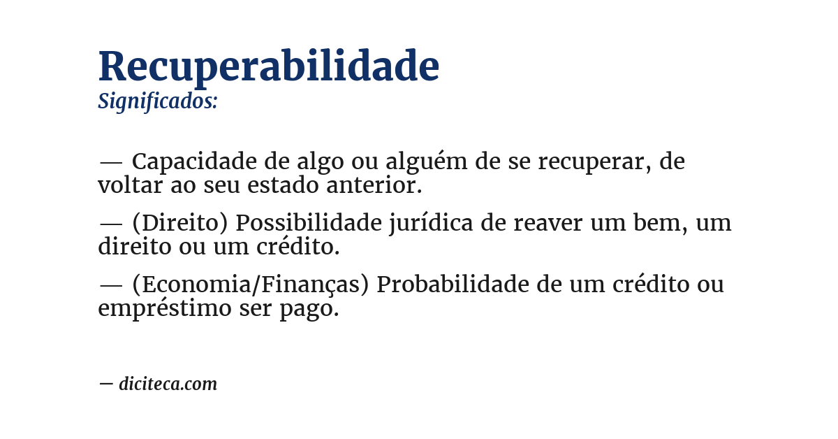 Significado de recuperabilidade