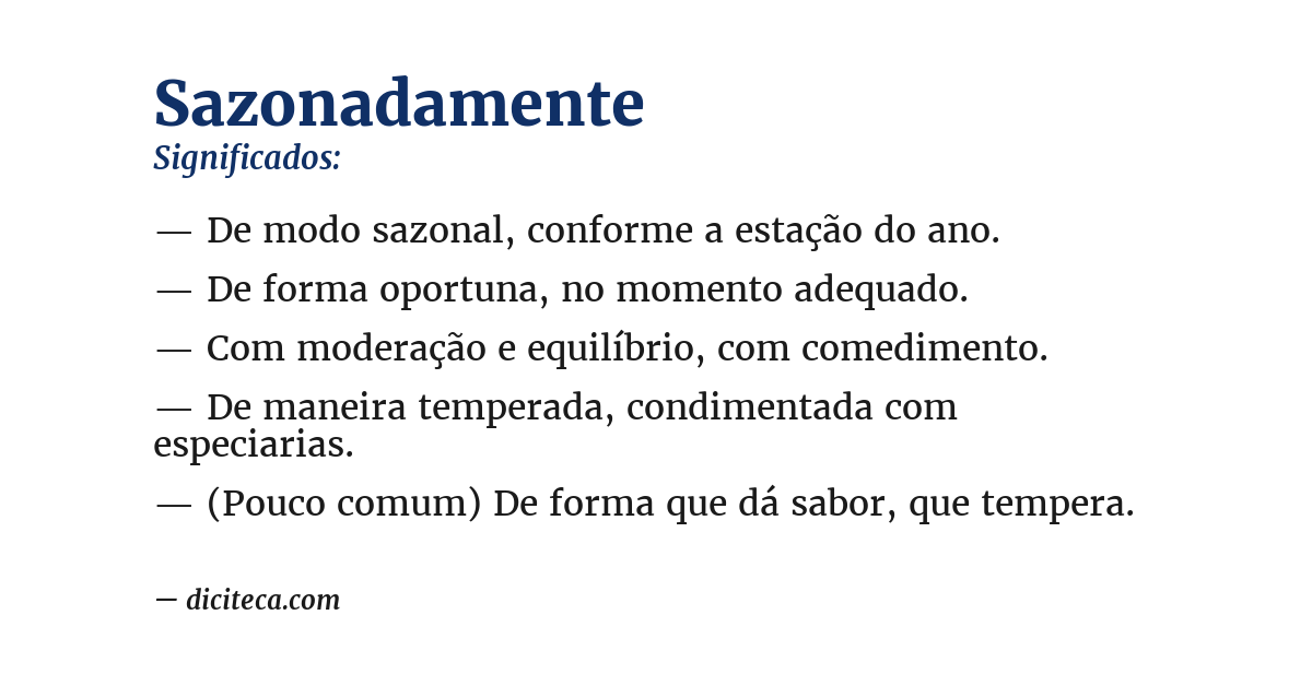 Significado de sazonadamente