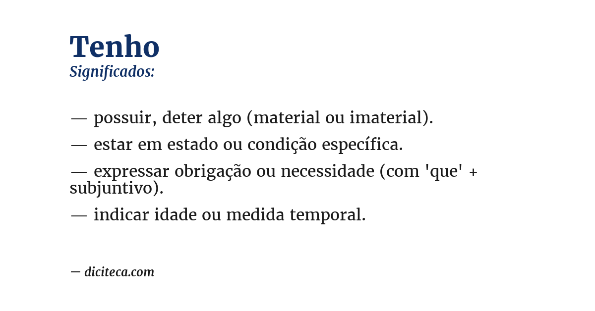 Significado de tenho