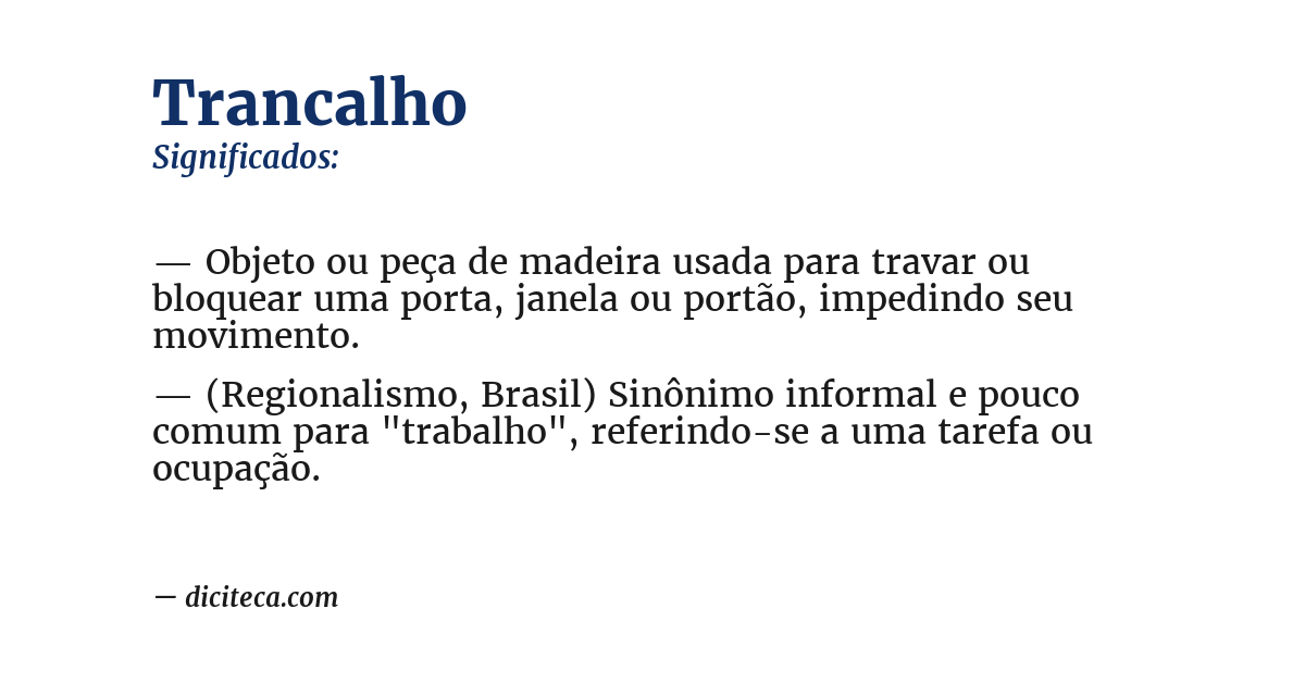 Significado de trancalho