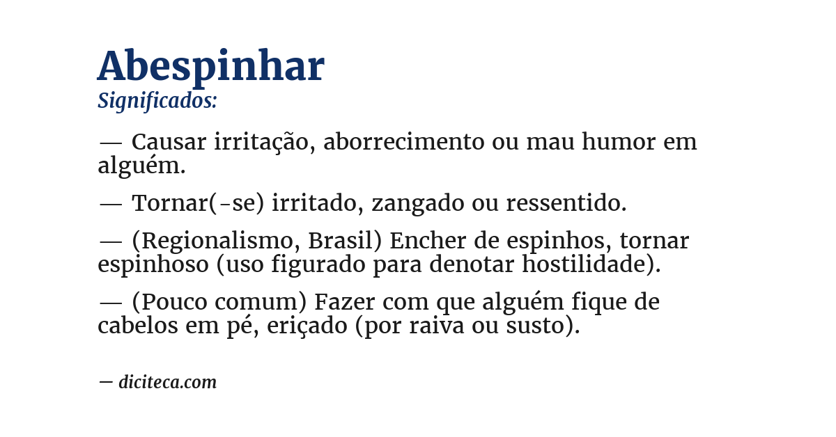 Significado de abespinhar