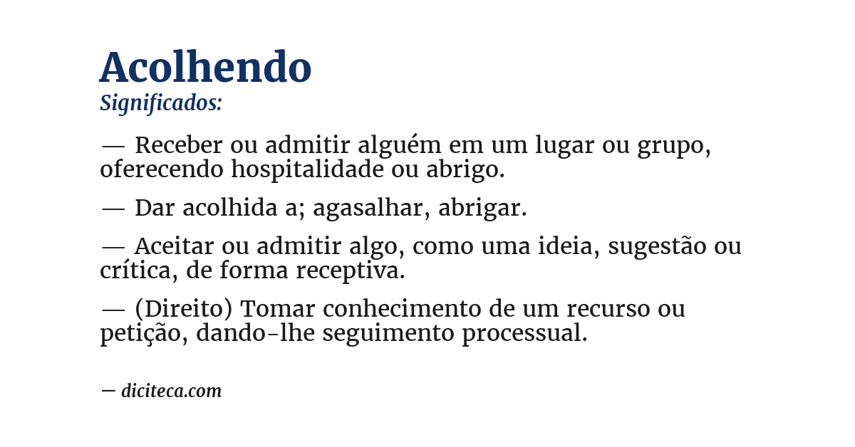 Significado de acolhendo