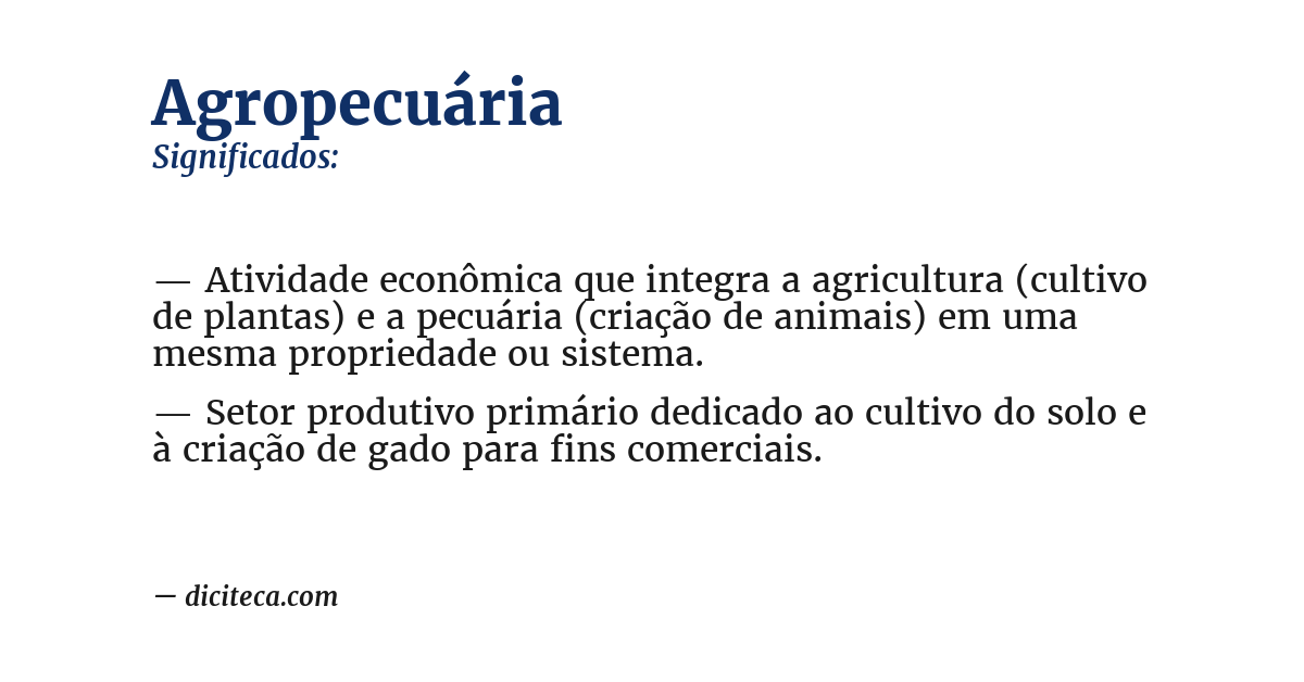 Significado de agropecuária