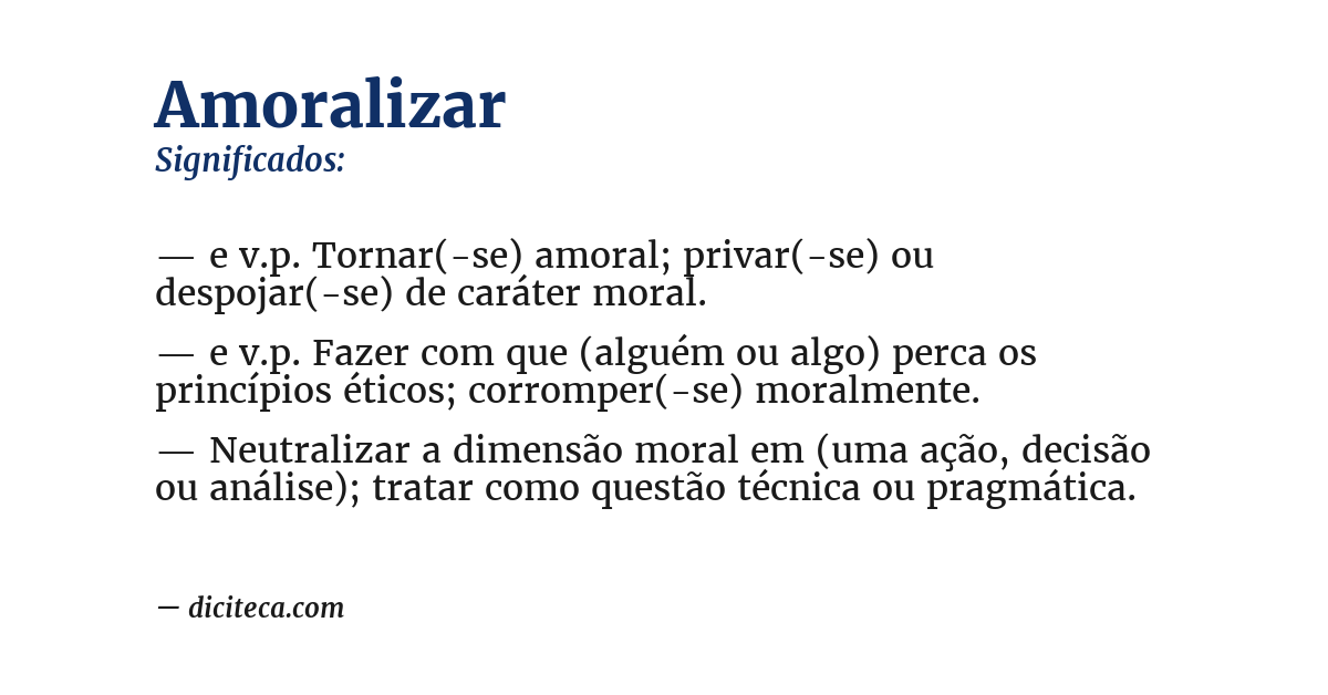 Significado de amoralizar