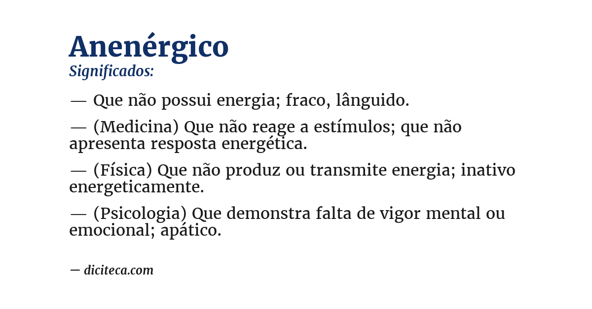 Significado de anenérgico