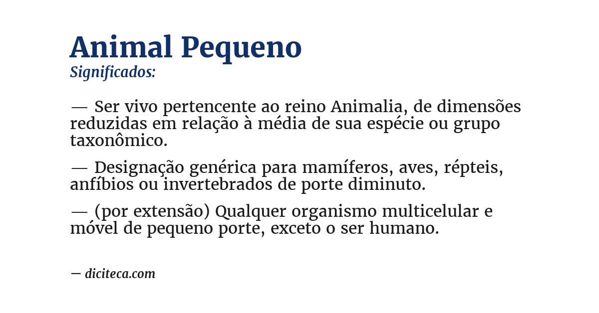 Significado de animal pequeno