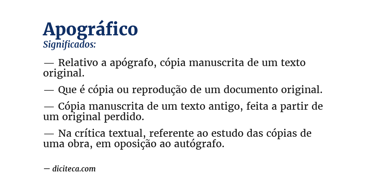 Significado de apográfico