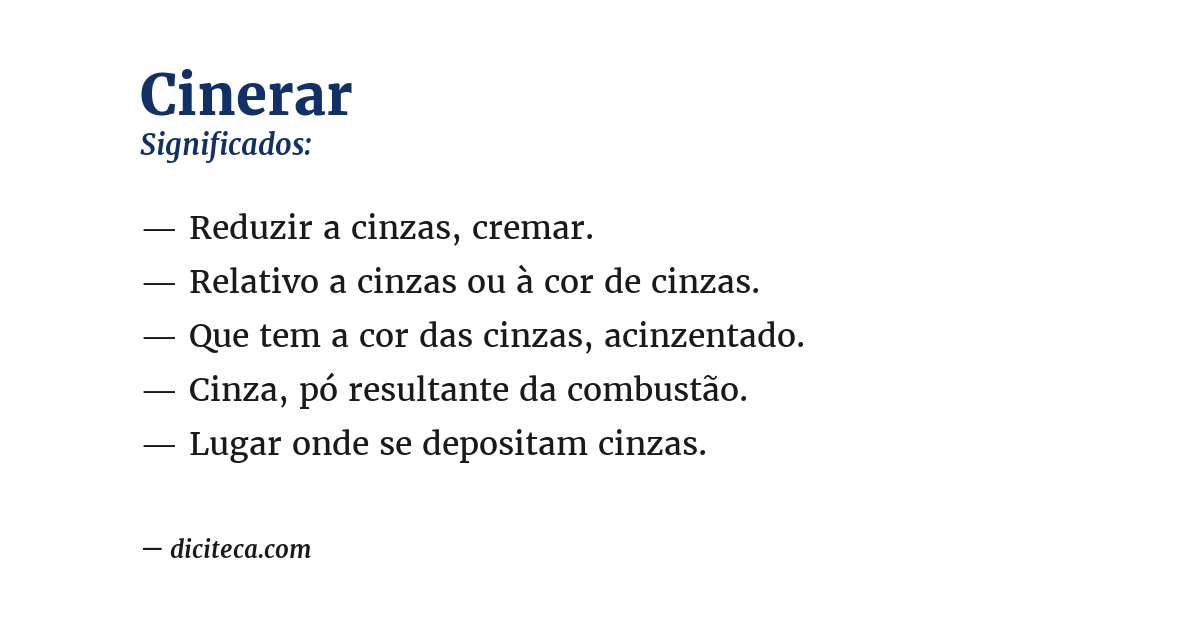 Significado de cinerar