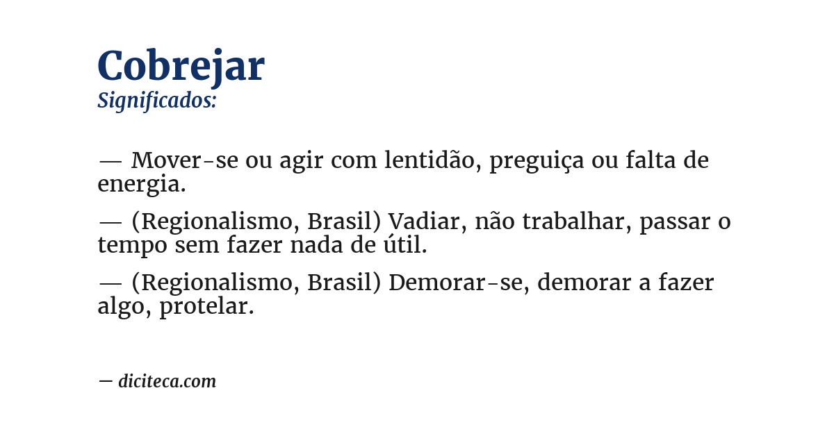 Significado de cobrejar