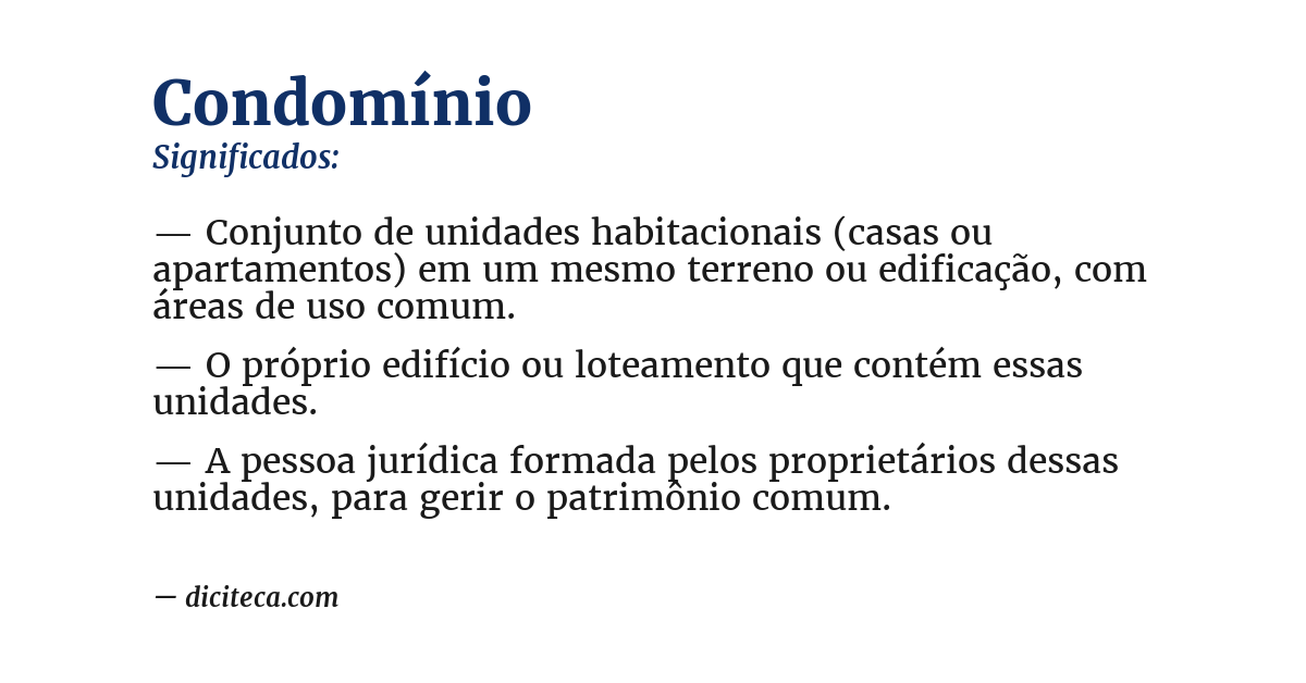 Significado de condomínio