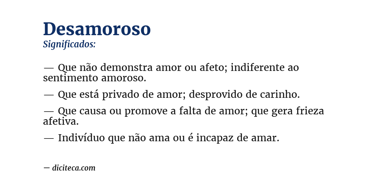 Significado de desamoroso