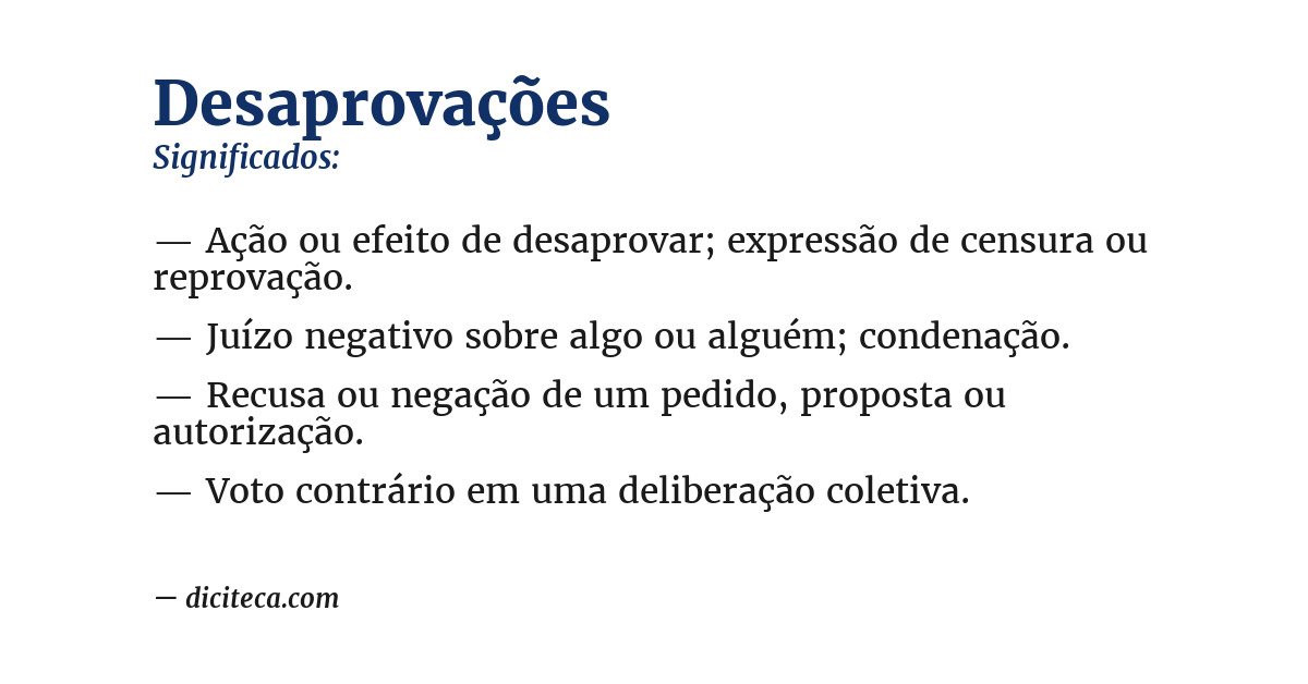 Significado de desaprovações